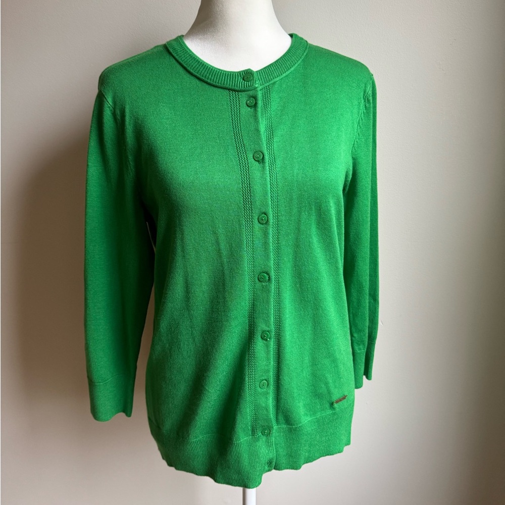 NWT Ellen Tracy Green Button Cardigan‎ Long Sleeve Sweater Size Small